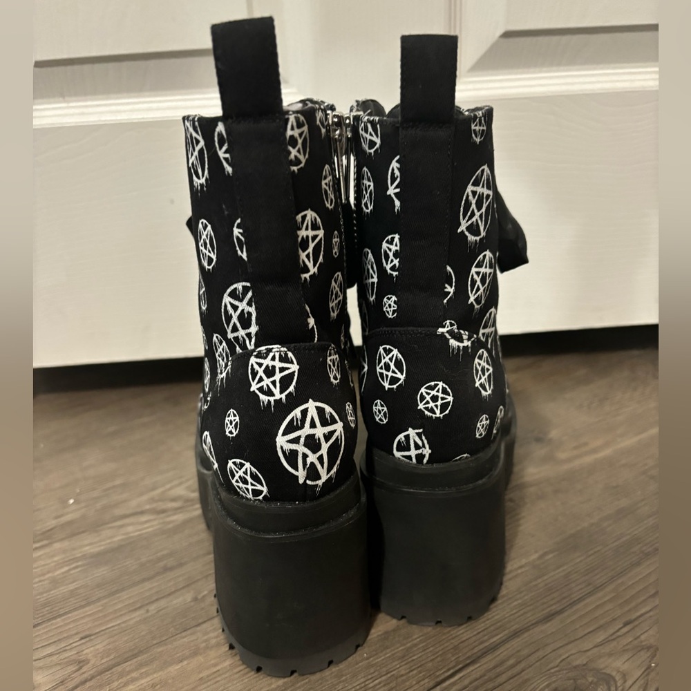 Dolls Kill / The Grave Girls Pentacle Combat Boots - Picture 4 of 5